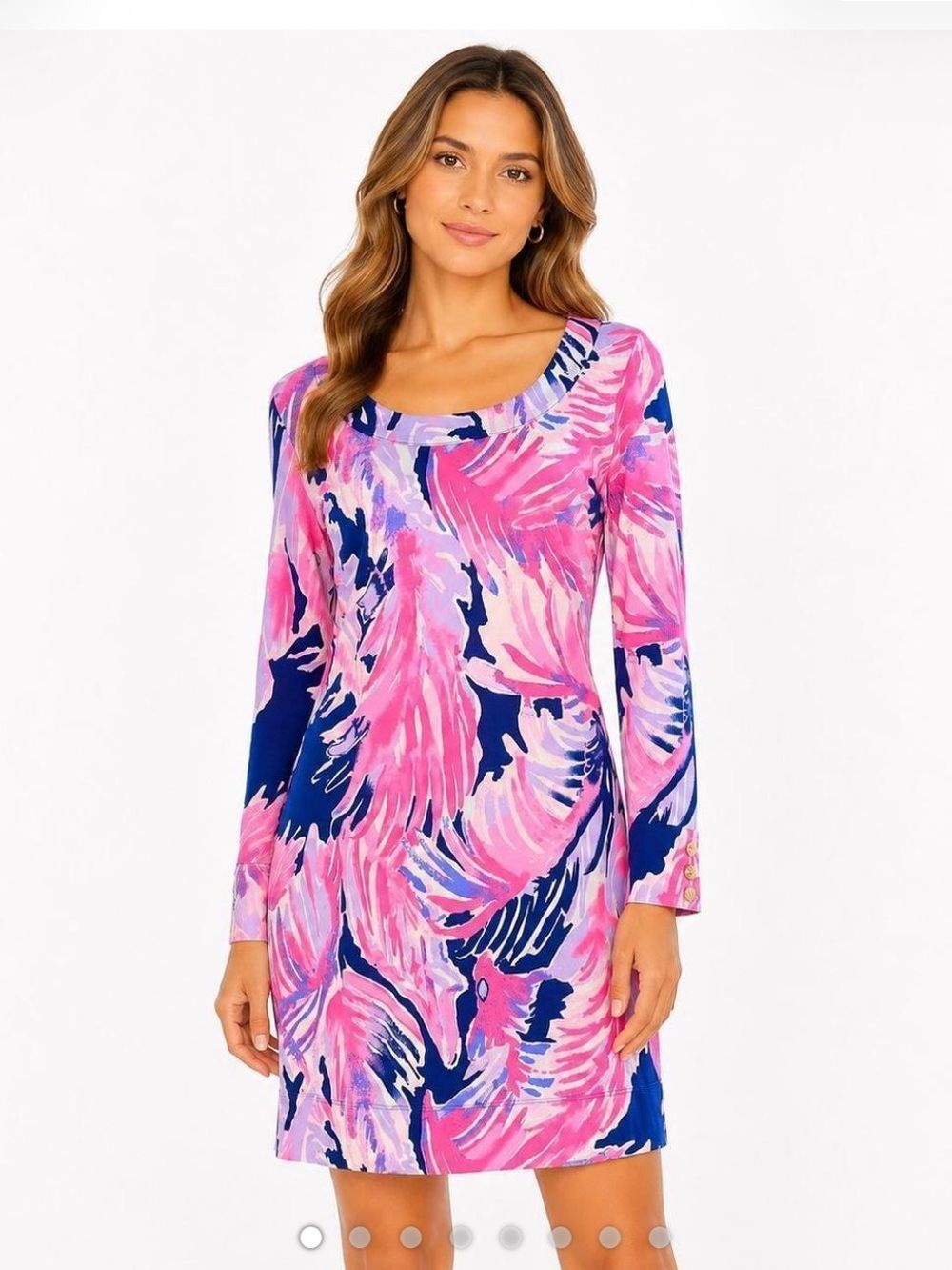 Lilly Pulitzer Merrit Dress Size XS Paradise Point Palm Leaves Pima Cotton Blue